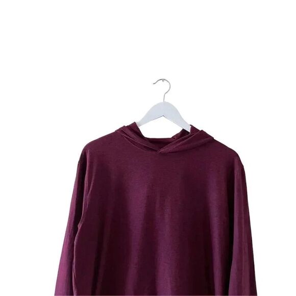 Breath Mens Burgundy Long Sleeves Hooded Soft Casual Essential SZ M #1252 - Picture 3 of 12